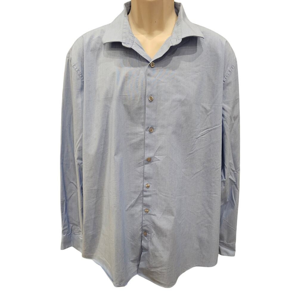 Kenneth C reaction trim slim fit light blue dress shirt long sleeve 18 / 34-35